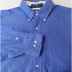 Tommy Hilfiger Mens Shirt Size 15.5 x 32/33 Button Down Blue Oxford Crest Logo